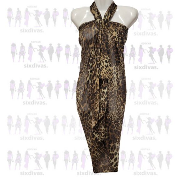 Animal Print Sarong Shawl Pareo Rectangular Beach Wrap - Picture 2 of 13